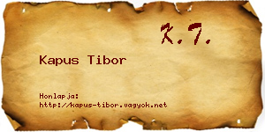 Kapus Tibor névjegykártya